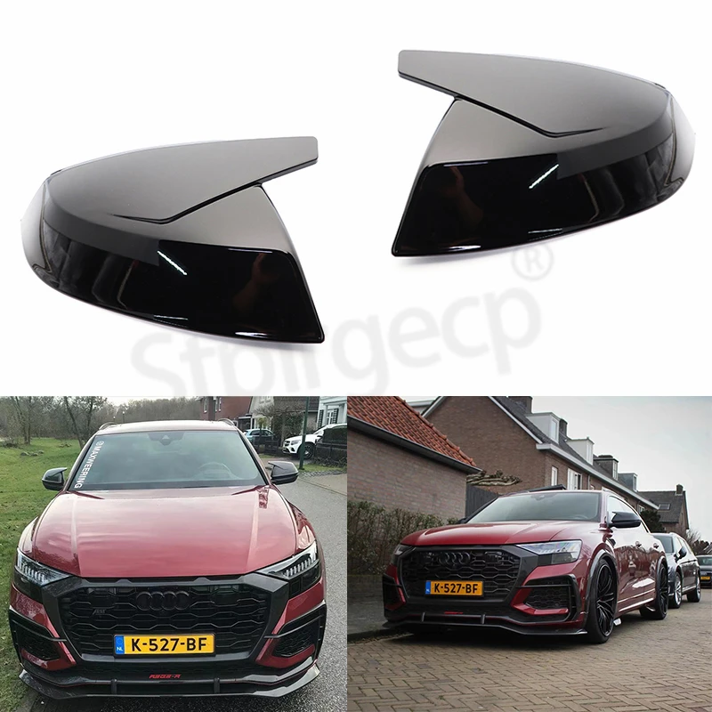 ABT style Black side mirror cover replacement For Audi Q5 Q5L SQ5 Q7 SQ7 FY 4M 45 50 55 60 TDI TFSI S line Sline 2016-2020