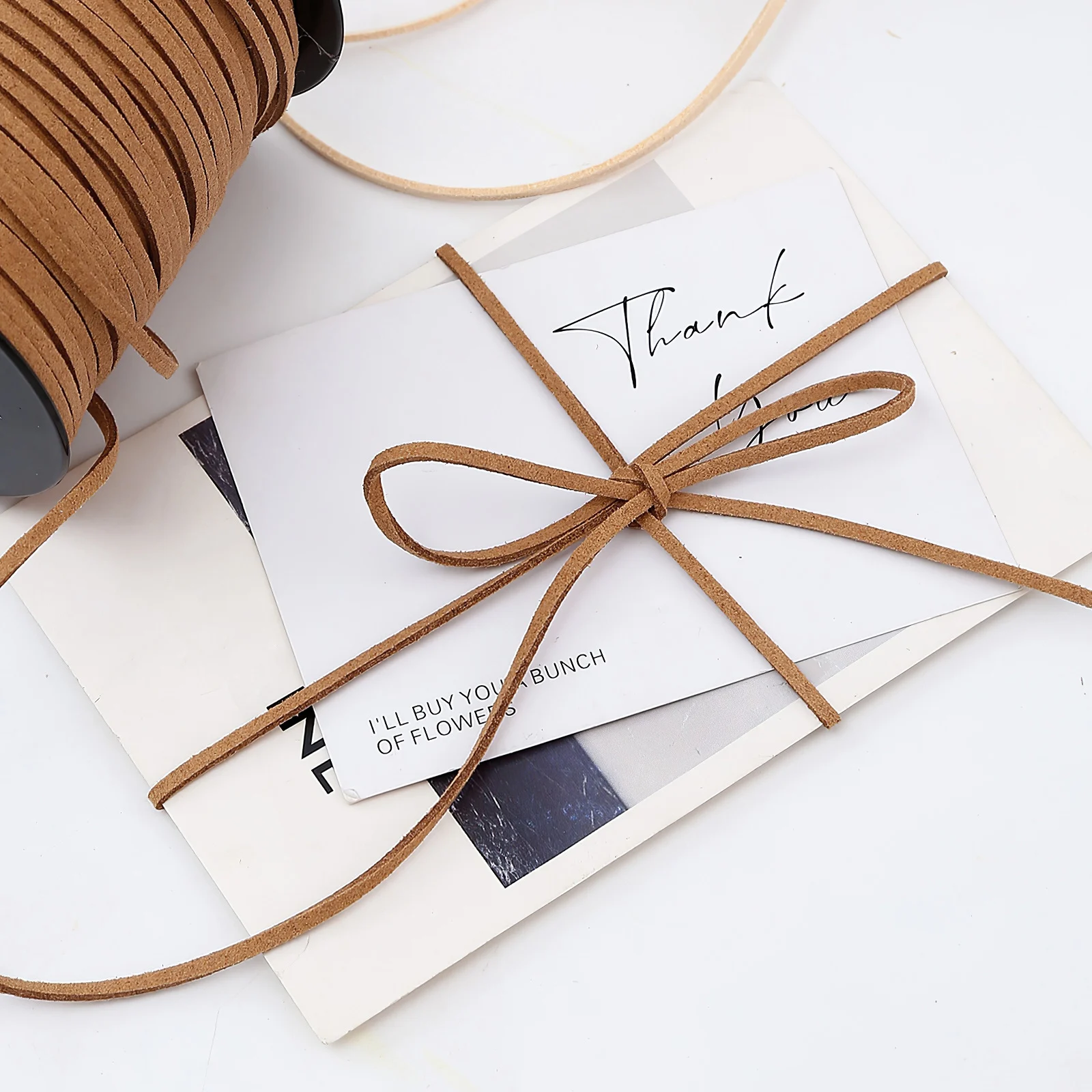 

Faux Cord Necklace Bracelet Artificial Suede Rope DIY Crafts Jewelry Making Supplies Khaki Thread Flat Strings For