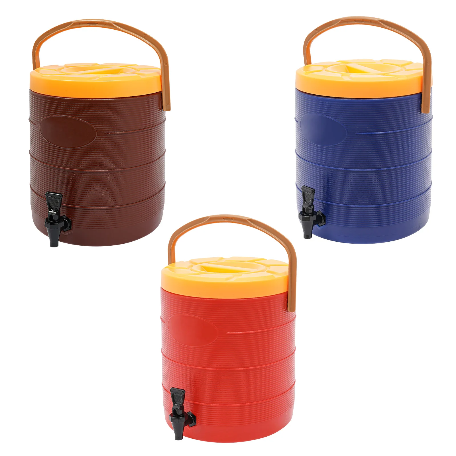 Cilindro dispensador de bebidas isolado 25l, balde de armazenamento de 3 camadas, servidor de bebidas oval de aço inoxidável com torneira para festa em casa