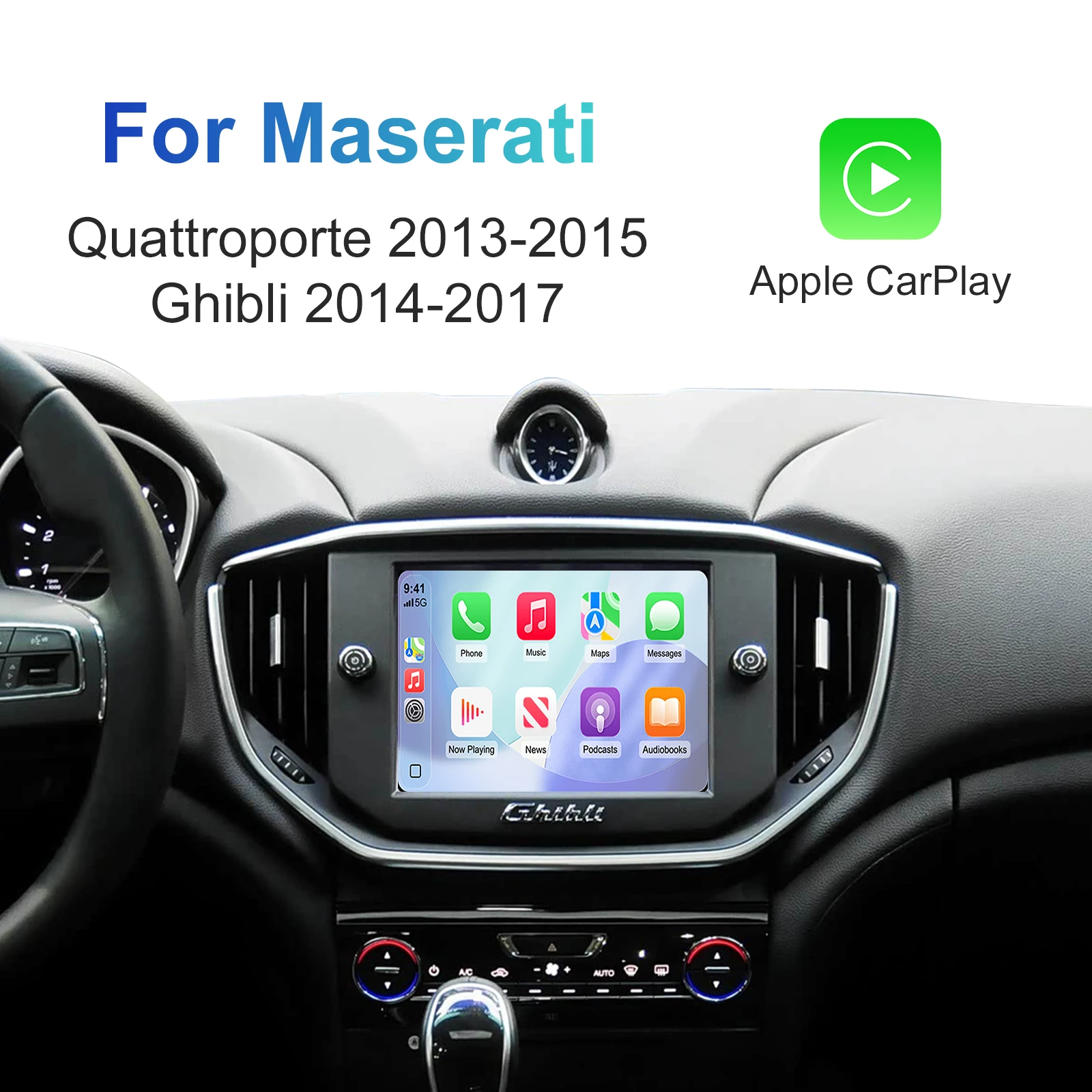 مجموعة أدوات تحديث السيارات اللاسلكية CarPlay Android OEM صندوق فك ترقية الشاشة لواجهة Maserati Quattroporte Ghibli CarPlay