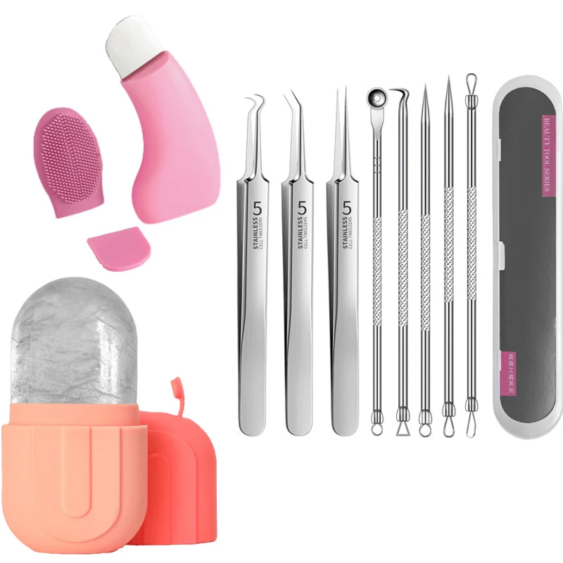 Ensemble de beauté pour soins du visage, rouleau à glace pour les yeux, clip cellulaire, pelle à points noirs, ensemble combiné, nettoyage du visage, outils de soins de la peau