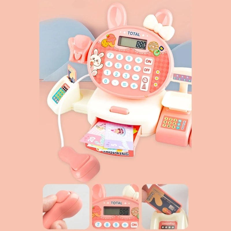 Electric Cash Register Checkout Counter Toy for Kids with Scanner Simulation Cashier Girls Math Learning Role Play Drop shipping