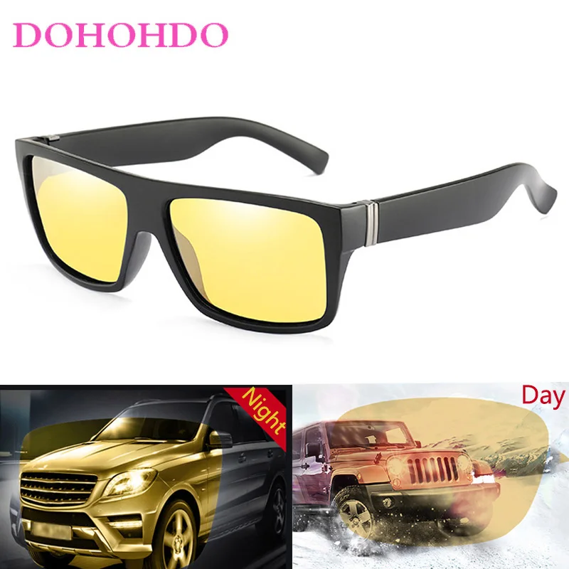 

Vintage Brand Square Sunglasses Men Woman Driving Night Vision Polarized Sport Anti-Glare Goggles UV400 Occhiali Da Sole Uomo