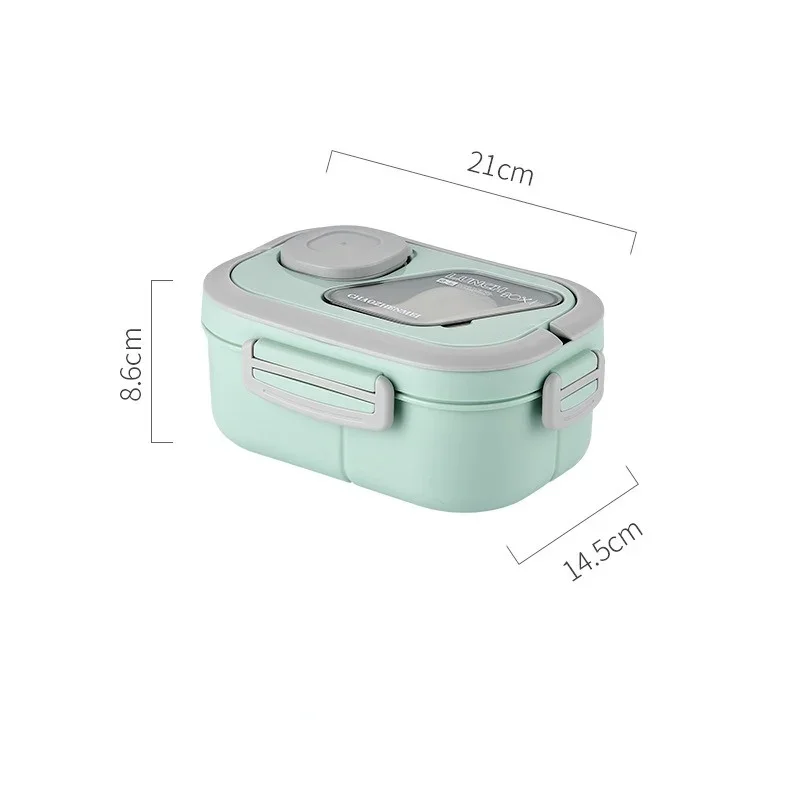 Fiambrera de 1200ml para horno microondas, caja Bento de doble capa con cuchara, portátil, Picnic, escuela, oficina, gimnasio, contenedor de comida, vajilla