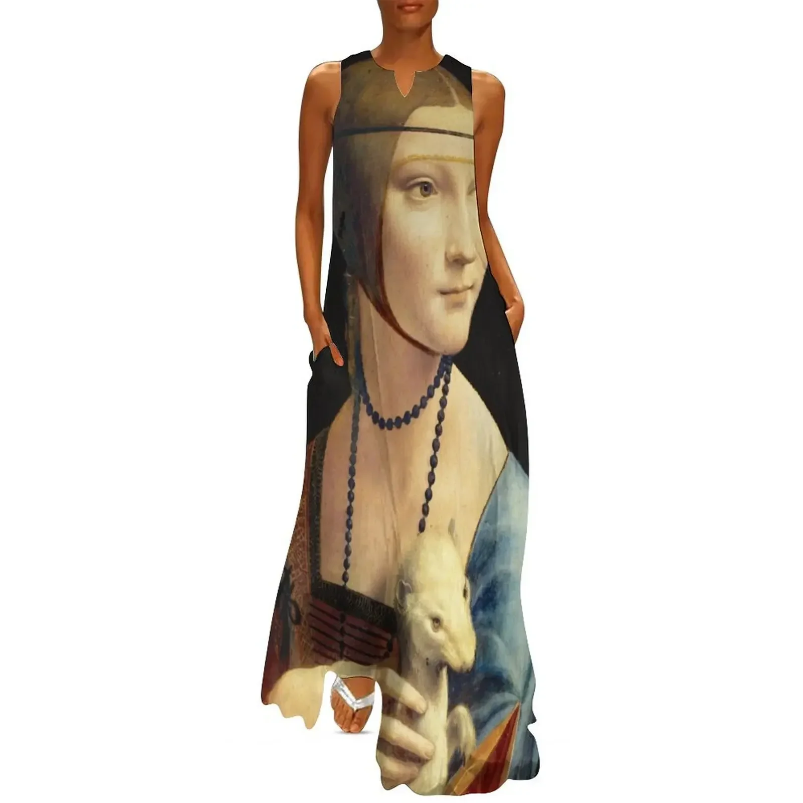 

Lady with an Ermine by Leonardo da Vinci Long Dress women's fashion dresses elegant dress womans clothing Dress