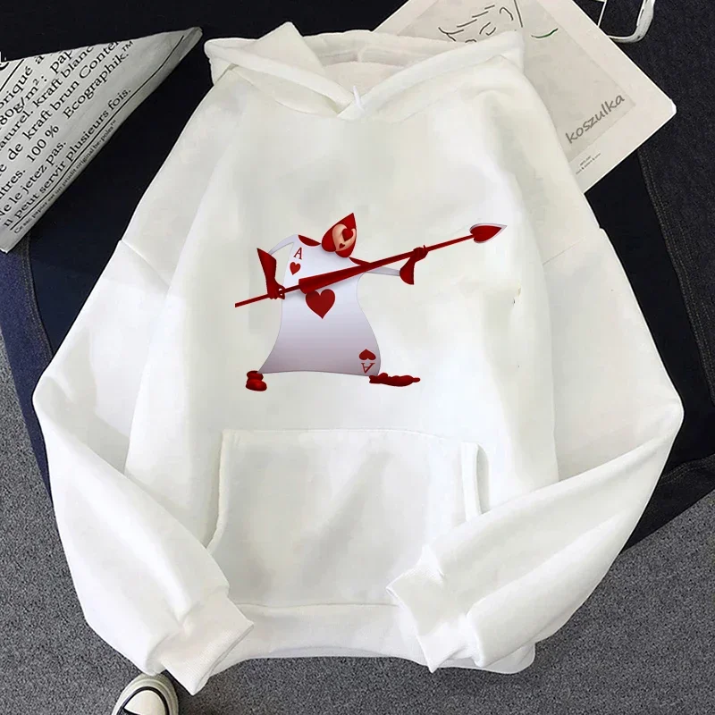 Harajuku Creative Funny Women Hoodies Disney Alice in Wonderland Print Fashion Casual Round Neck Pullovers Sweatshirts Tops