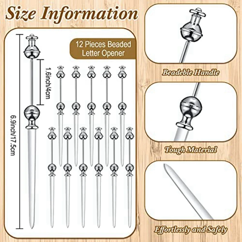 أداة فتح الحروف المعدنية بالخرز ، سكين مغلف ، 12 ، غير مدرجة