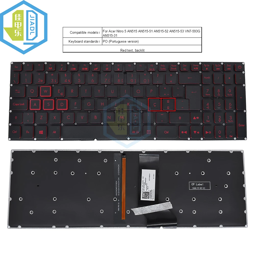 

US PT-BR Backlit Keyboards For Acer Nitro 5 AN515 51 41 AN515-52 AN515-53 AN515-42 Laptop Brazilian Portugal Teclado LG5P-A52BWL