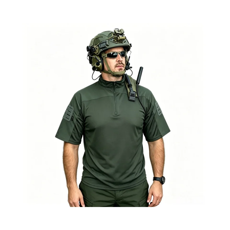 Men Summer Tactical Quick Dry T-Shirt Elastic Breathable Outdoor Sports Short Sleeve Crew Neck Tee Men Clothing