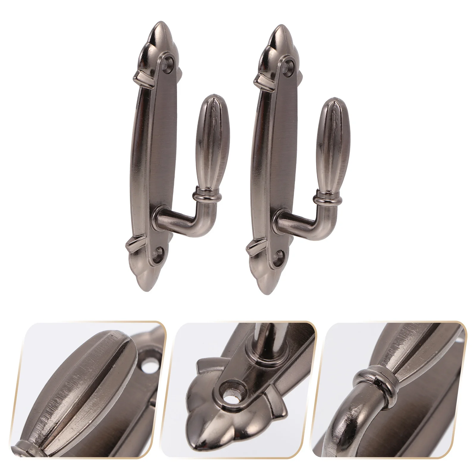 

2Pcs Exquisite Curtain Hooks Heavy-Duty Anti-Rust Metal Wall Hook for Bathroom Hotel Window Treatment Wall-Mounted Hooks