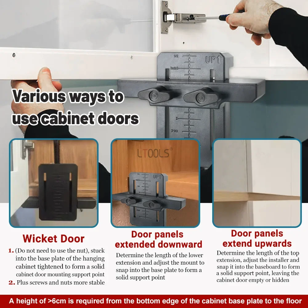 Versatile Floor Cabinet Door Mounting Jig Cabinet Door Installation Positioner with Adjustable Handle Practical Woodworking Tool