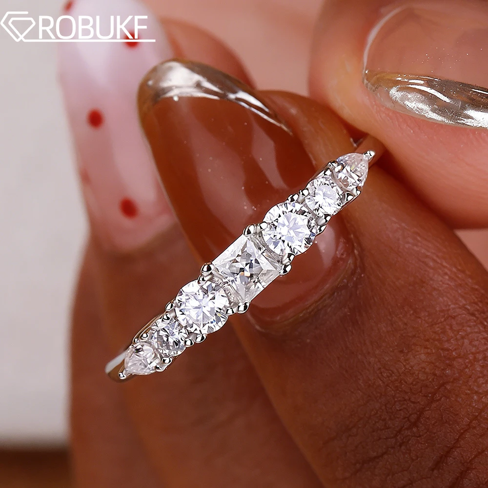 

Сертифицированные кольца из муассанита для женщин: огранка «Принцесса», «Груша», «Круглая», лабораторные бриллианты, серебро S925, обручальные кольца-полуободки, штабелируемые