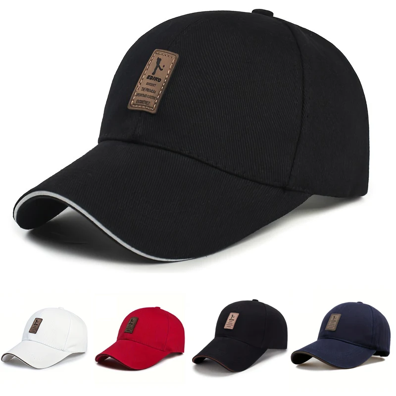 Gorra de béisbol con etiqueta de cuero para hombre y mujer, gorro ajustable, informal, a la moda, para deportes de calle, 1 unidad