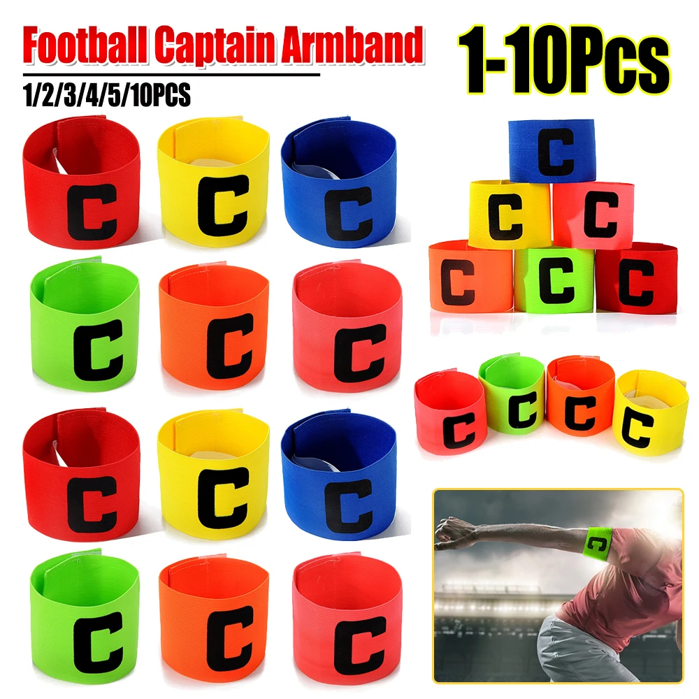 Brazalete de capitán de fútbol para niños y adultos, banda ajustable de Color brillante, 10-1 piezas