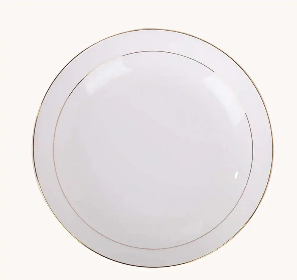 Bone China Gold Border Vegetable Deep Plate Ceramic Tableware  Dining Plate