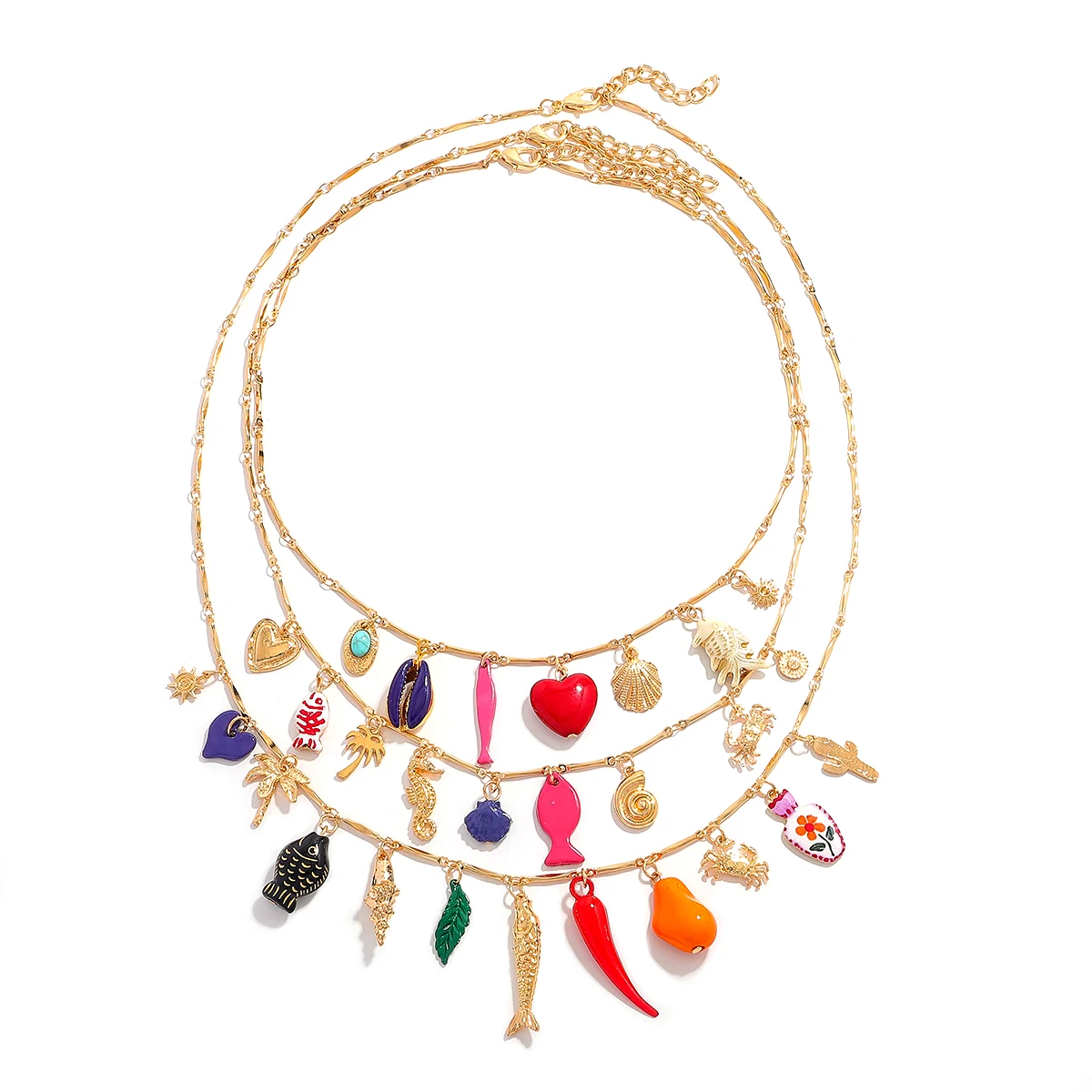 ZAA Fashion Multilayer Fish Pendant Chain Necklace For Women Sea Animal Elegant Statement Jewelry Banquet Charm Accessories Gift