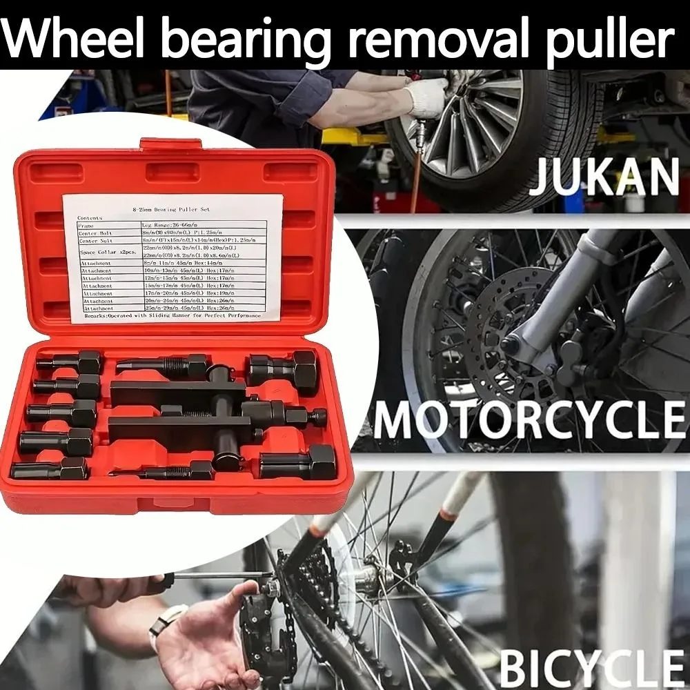 

10Pcs/Set Inner Hole 8-25mm Bearing Puller Set Manual With Box Motorcycle Bearing Puller Disassembly Repair Bearing Removal Tool