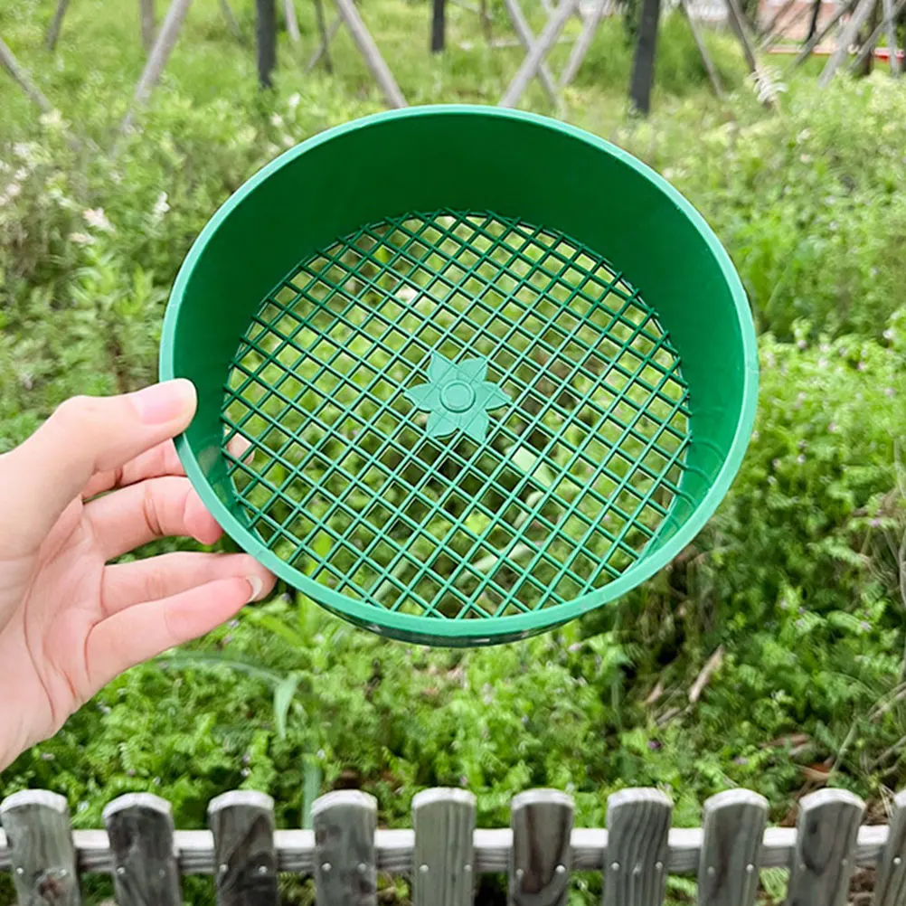 

2pcs Garden Soil Sifter Thicken Fine Mesh Shovel for Sand Sifting Reusable Durable Plastic Sieve Pan Riddle Tool