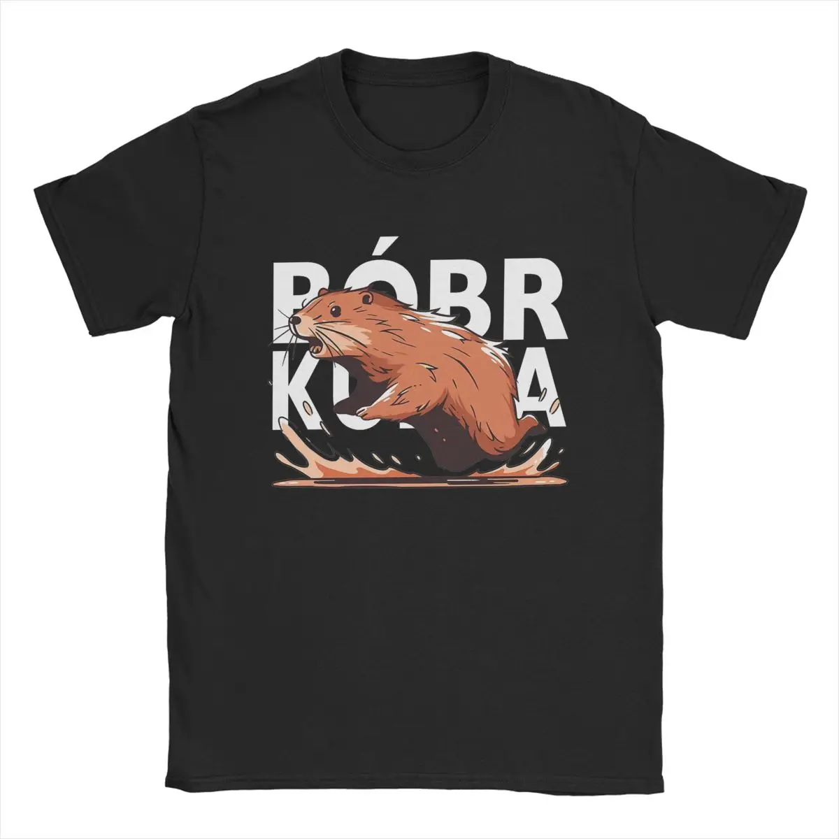 Funny Bobr Meme Funny Beaver T-Shirts for Men Crewneck Cotton T Shirts Kurwa Short Sleeve Tees Graphic Clothing