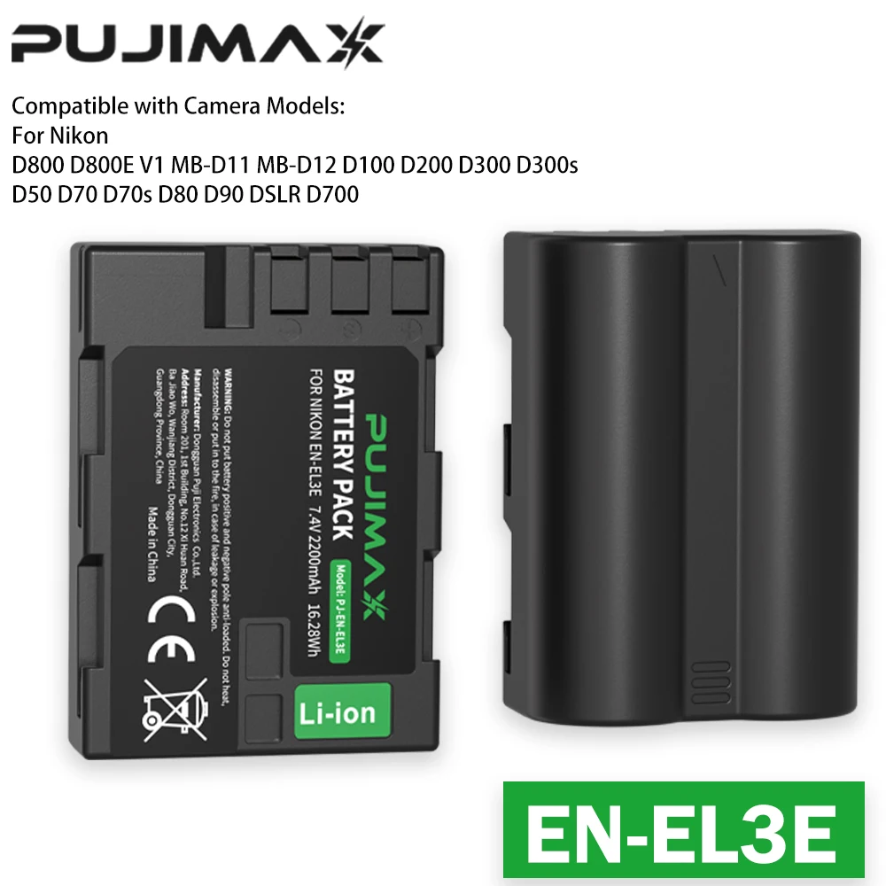 

Аккумулятор PUJIMAX EN-EL3E ENEL3e EN-EL3 для фотоаппаратов Nikon D700 D300S D300 D200 D100 D90 D90s D80 D70S D70 D50 L50, 2200 мАч