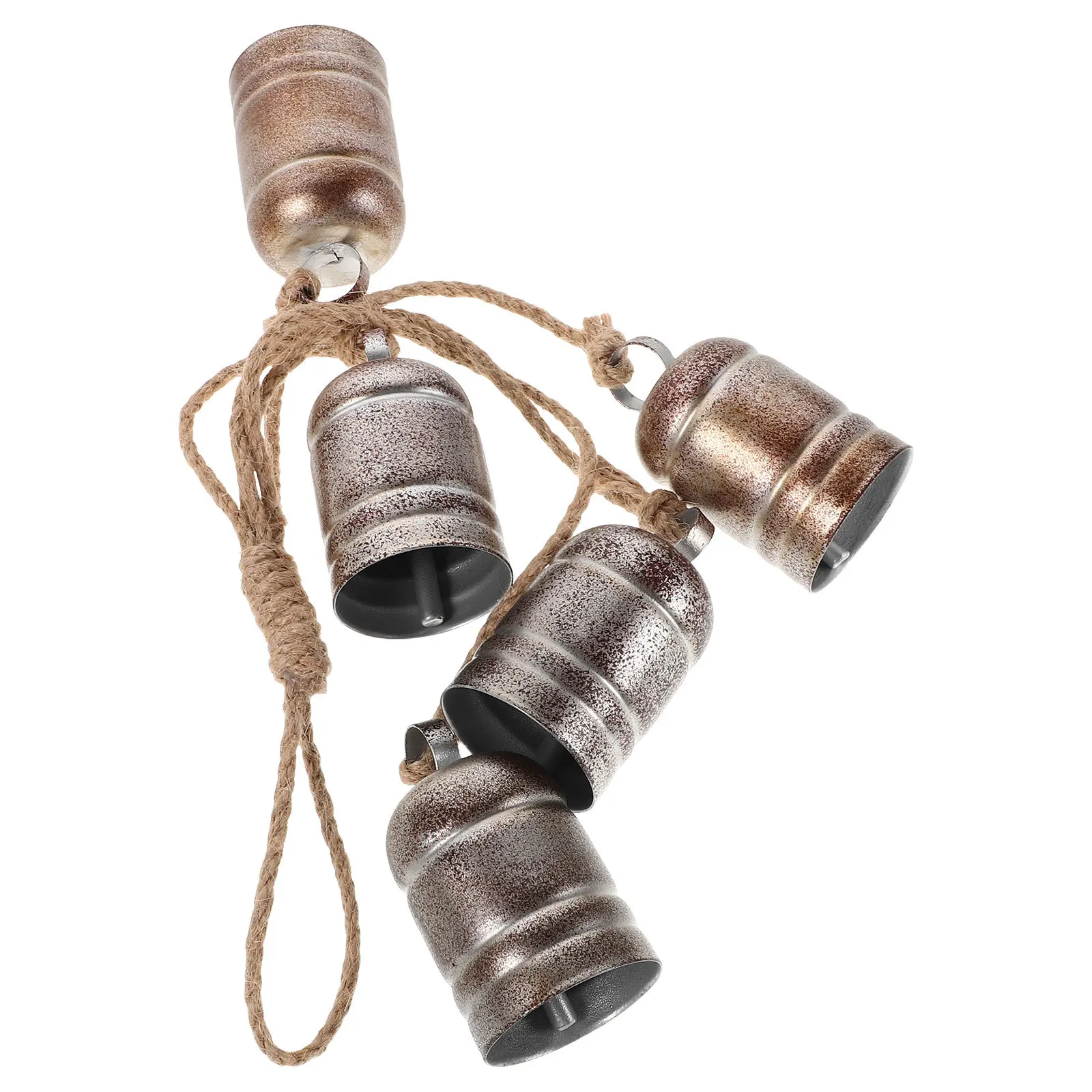 

5-Bell Cluster Rustic Vintage Bronze Hanging Bells Christmas Outdoor Wind Chimes Garden Patio Porch Decoration