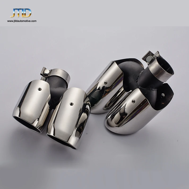 For JTLD Wholesale Dual Outlets  Muffler Exhaust Tip for Porsche  Macan Polished Silver / Black Made by 304 Stainless Steel