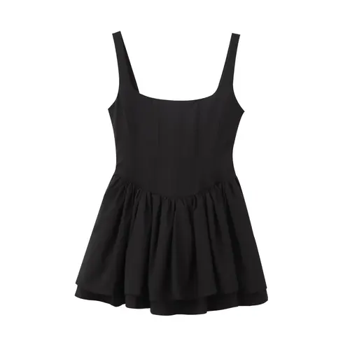 Imagen 2 del producto Minivestido liso con tirantes para mujer, vestidos cortos de fiesta de noche sin mangas con cuello cuadrado y espalda descubierta, elegantes para discoteca