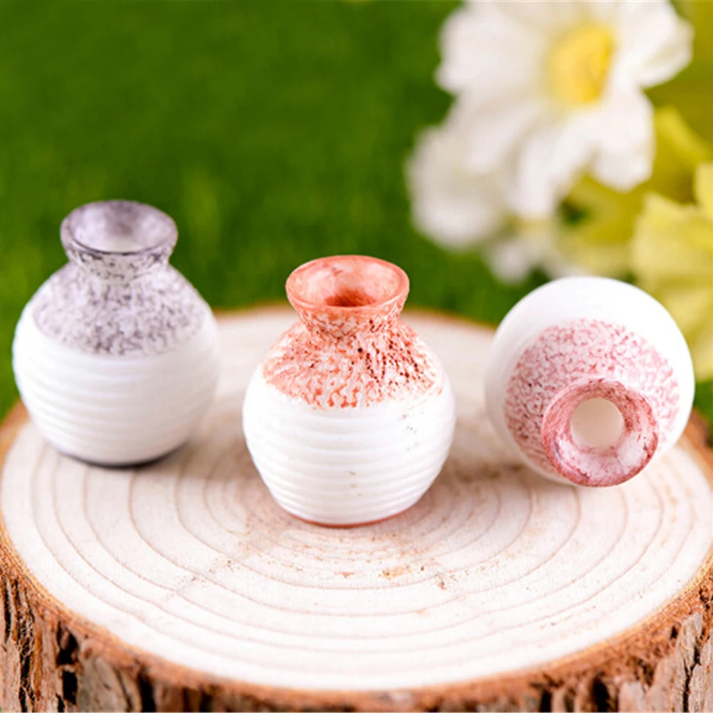 1PC Random Dollhouse Miniature Slender Necked Vase Ornaments Mini Simulation DIY Home Crafts Decor Model Xmas Gift