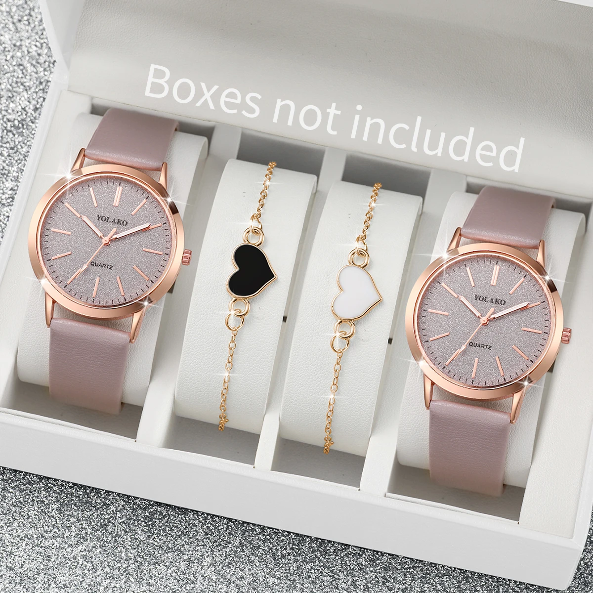 Reloj de cuarzo con correa de cuero minimalista para mujer, pulsera de reloj doble, 4 unidades/juego