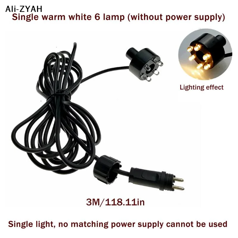 【HY6】1Pc 2025 New Plastic Underwater 6-LED Light Ring For Fountain Fish Pond Water Garden AC Adapter Warm White White Multicolor