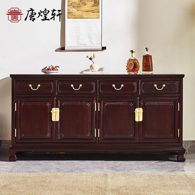 red sandalwood quadruple cabinet Chinese side cabinet restaurant solid wood Zambia blood sandalwood locker porch cabinet