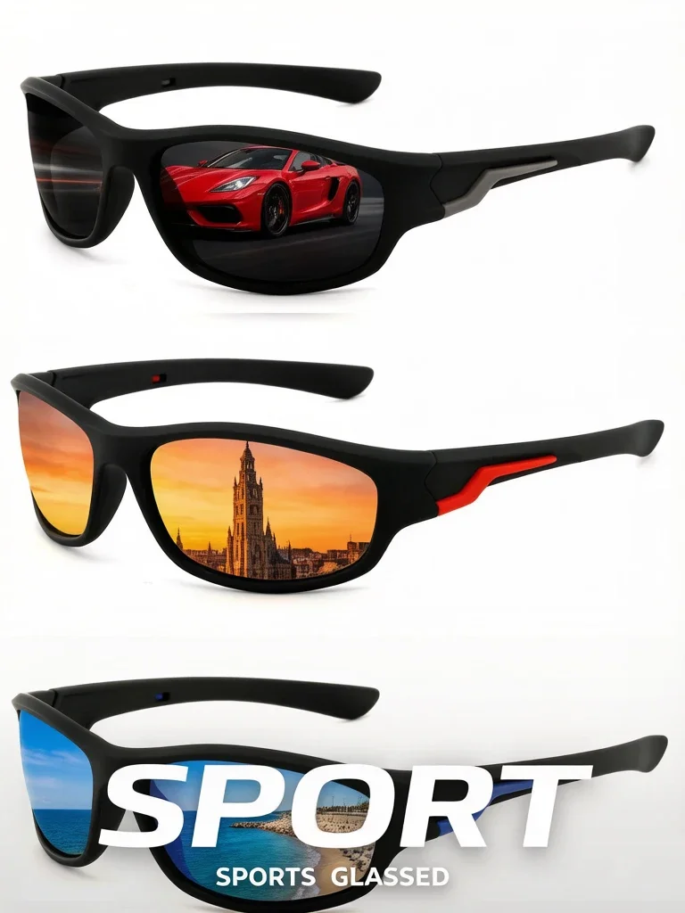 3 Paar Sport-Sonnenbrillen für Herren, Outdoor-Sonnenbrillen zum Radfahren und Wandern, winddichte und UV-beständige Angelbrillen