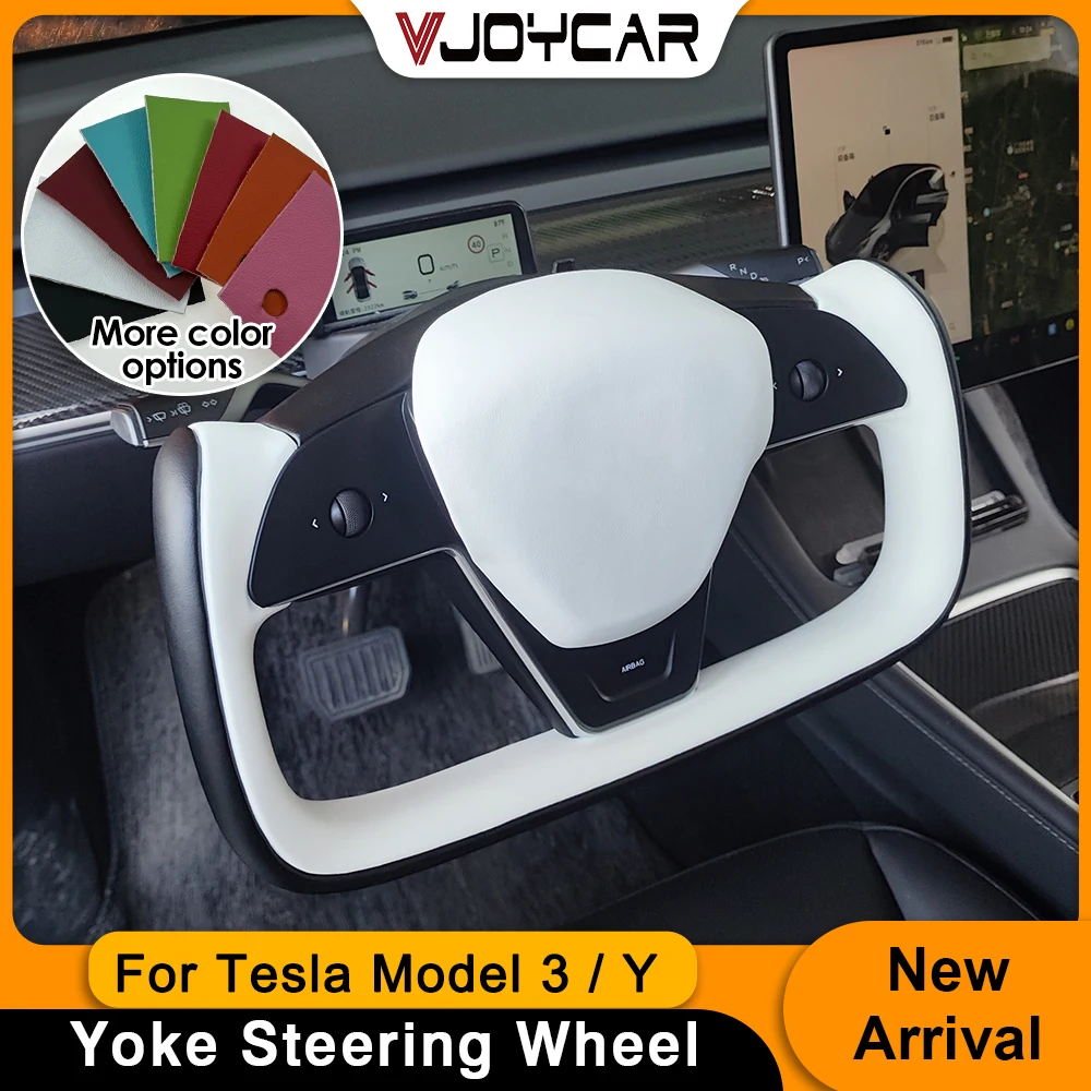 

Vjoycar Yoke Steering Wheel For Tesla Model 3 Y High-Performance Racing Handle With Heating Customization Nappa Craft Alcantara