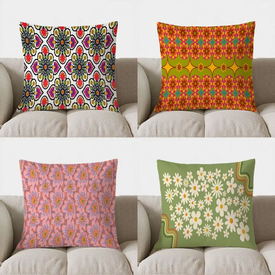 

Home Decor Colorful Floral Pattern Pillows Pattern Cushion Cover Suitable for Sofa Bedroom Car Pillow Cover