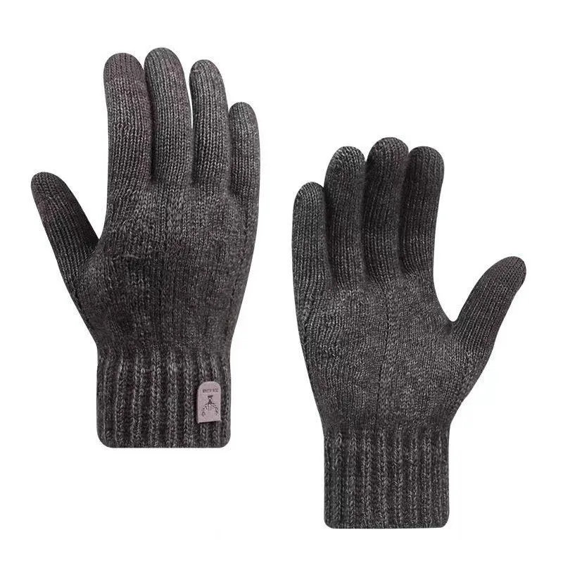 Neue warme Herrenhandschuhe für den Winter, Touchscreen-fähig, mit Samtfutter, verdickt, kältebeständig und warm, gestrickte Wollhandschuhe – Detail 4