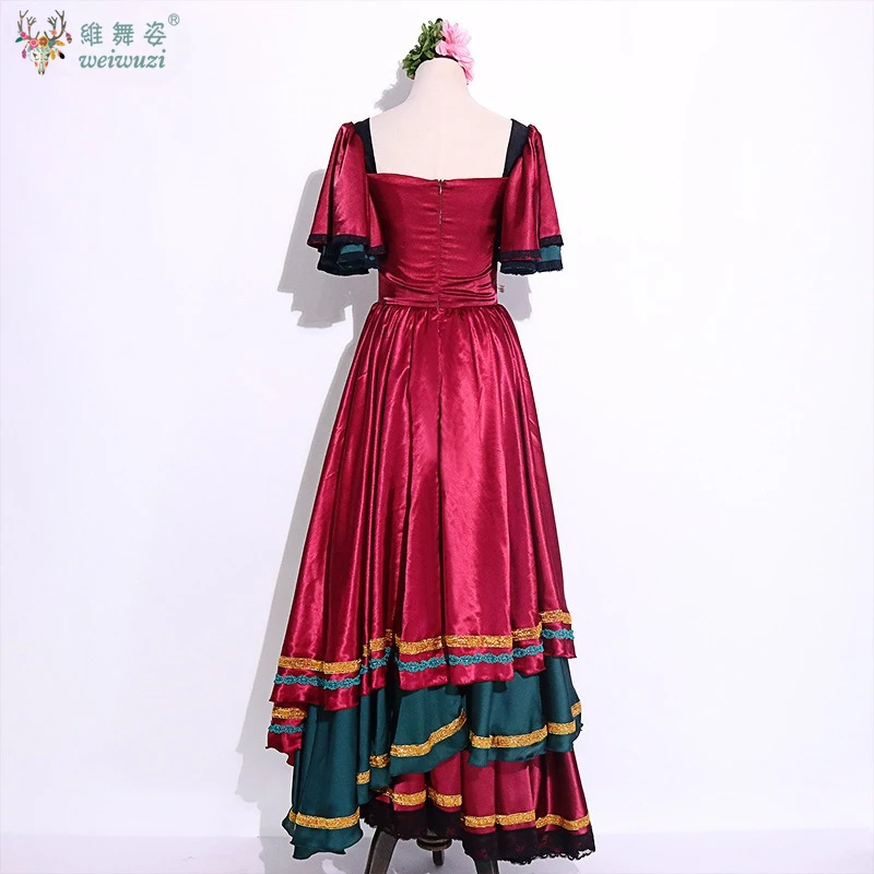 Flamenco Dance Swing Skirt Women High Waist Slimming Multi-layer Cake Skirt Modern Dancing Tango Waltz Stage Performance Costume