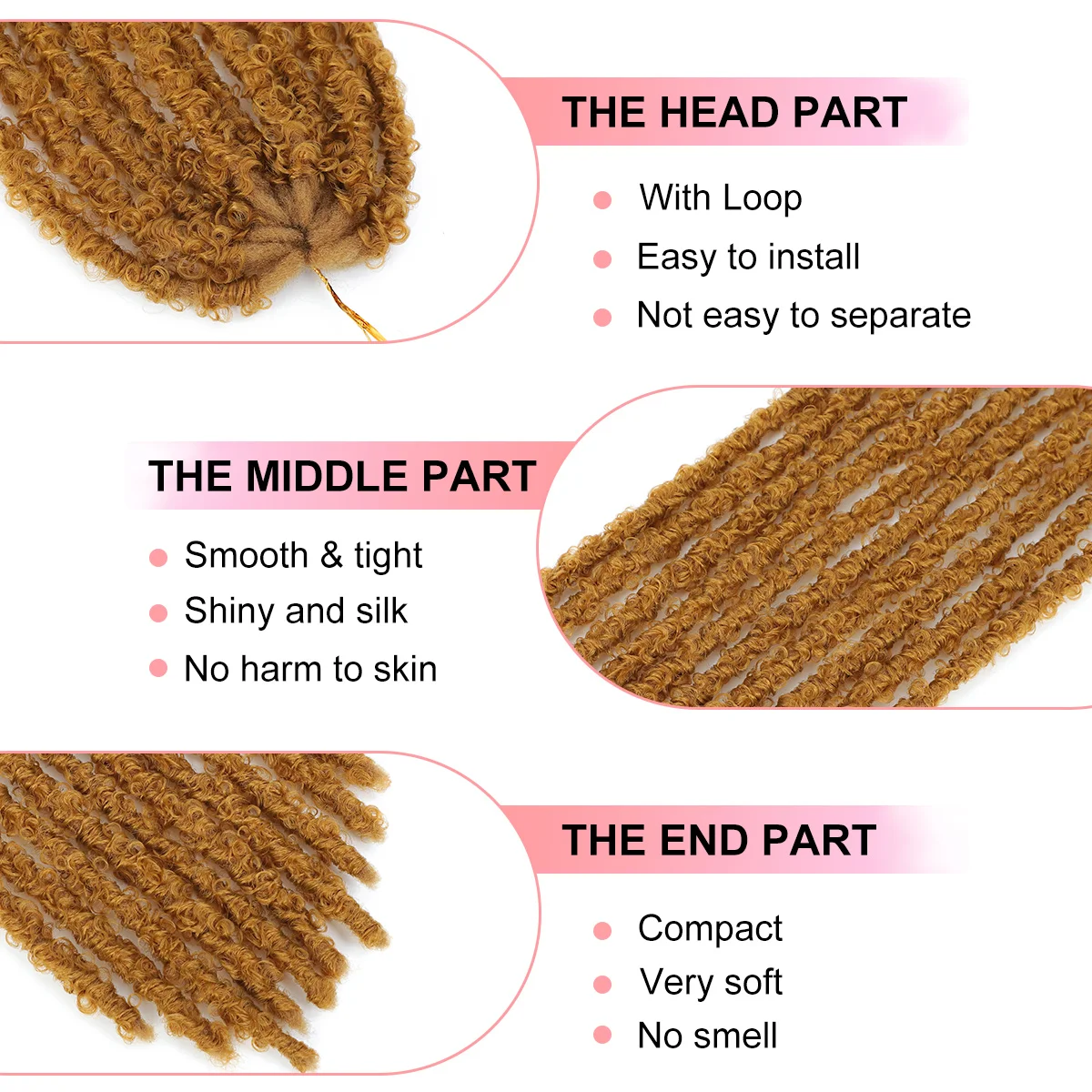 Distressed Locs Butterfly Locs Crochet Hair Dreadlocks Meche Faux Locks Extensiones sintéticas preenrolladas para mujeres afro 24 "36"