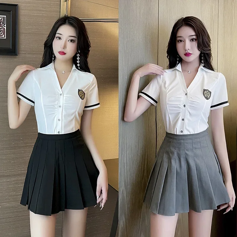 Foot Bath Foot Therapy Technician Work Uniform Sauna Massage Work Uniform Pleated Skirt Shirt