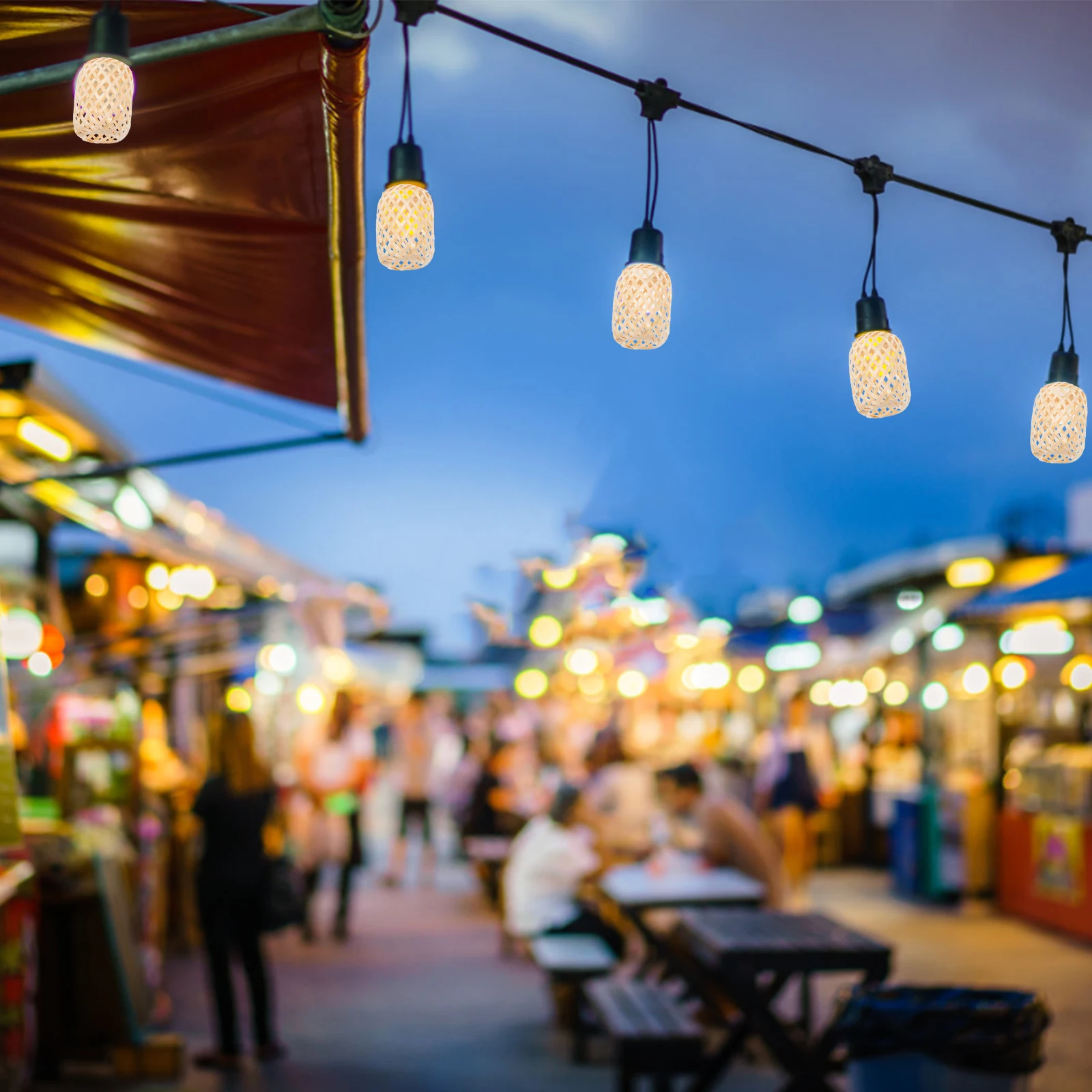 

4 Pcs Handmade Bamboo Lampshade Decors Decorative Light Cover Events Centerpiece