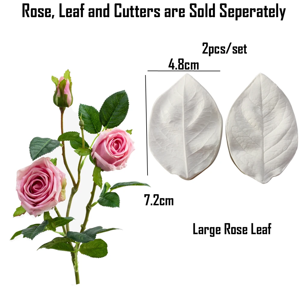 New Rose &Leaf Silicone Mold DIY Pastry Cake Fondant Leaf Mould Dessert Chocolate Flower Clay Decoration Bake Tool M2879