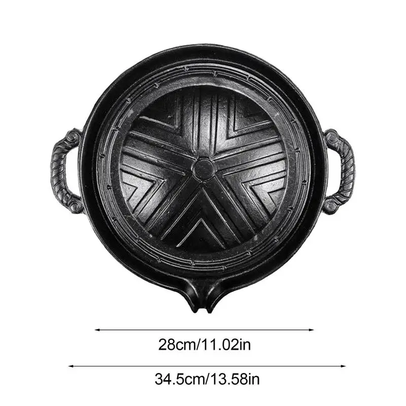 Grill Pan Cast Iron Steak Pan For Outdoor Grill 11 Inch Non-Stick Grilling Plate For Home And Outdoor Use Barbecue Griddle