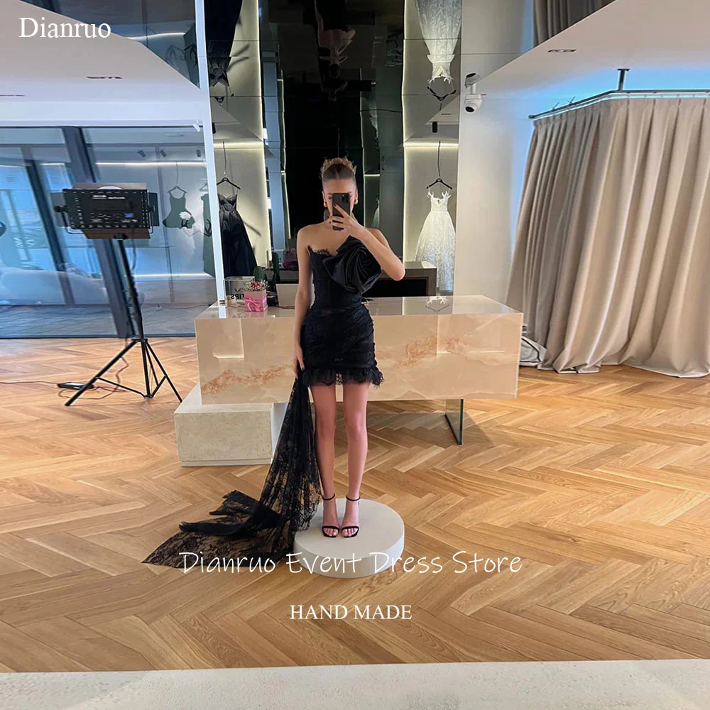 

Dianruo Oversized Rose Appliqué Homecoming Dress Sexy Lace Asymmetric Hem Dress Party Night Bodycon Cocktail Dresses Customized