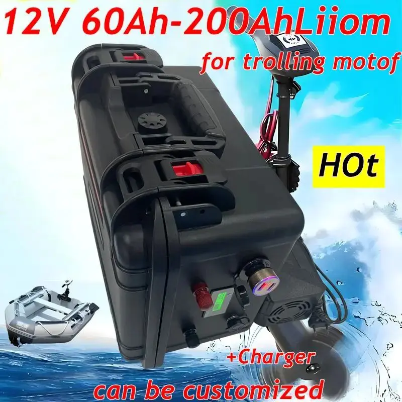 

12 В 100 Ач 200 Ач 60 Ач 80 Ач 120 Ач 150 Ач 180 Ач литий-ионный аккумулятор для троллинга, лодки, пропеллера, автофургона + зарядное устройство
