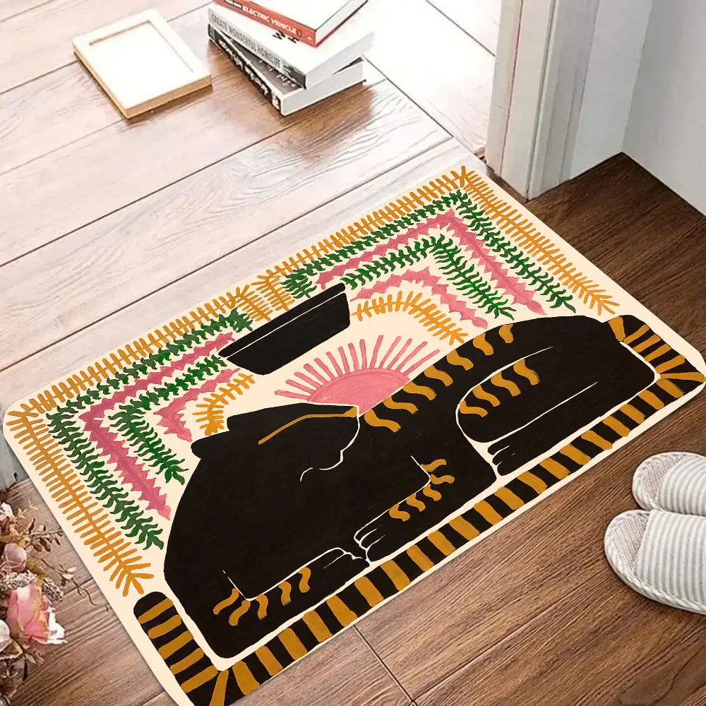 Nordic Style Colorful Abstract Ancient Egyptian Tiger And Leopard Floor Mat Doormats Home Carpet Foot Mat Bathroom Absorbent