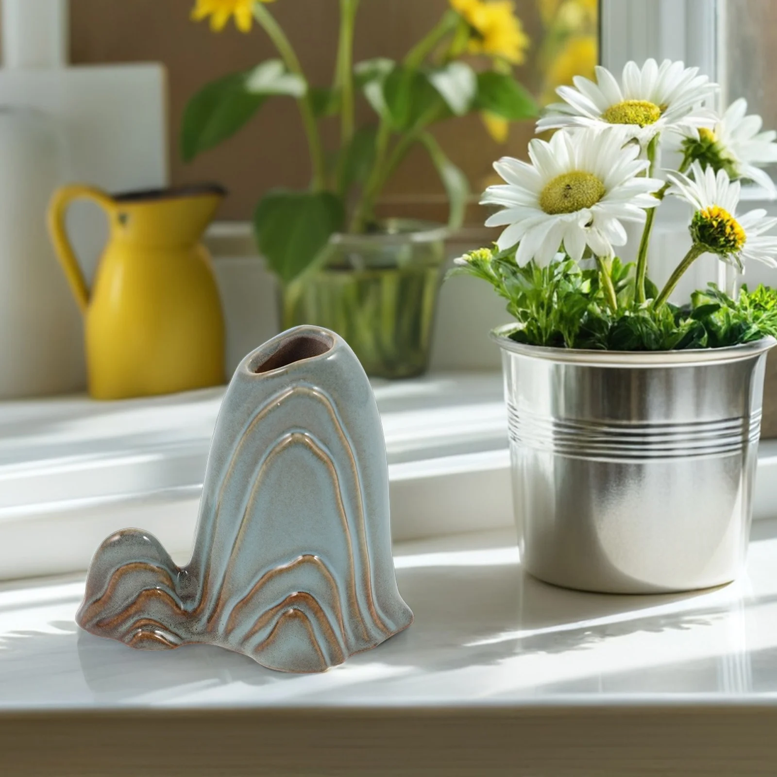 

Handcrafted Ceramic Mountain Decor - Natural Aquarium Landscape Sculpture for Fish Tank Office Home Zen Garden Accessories