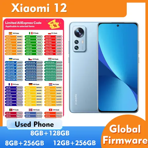 Xiaomi 12 5G 128GB 256GB ROM 6.28inch 419ppi 1100nits 4500mAh charging 67W Android used phone