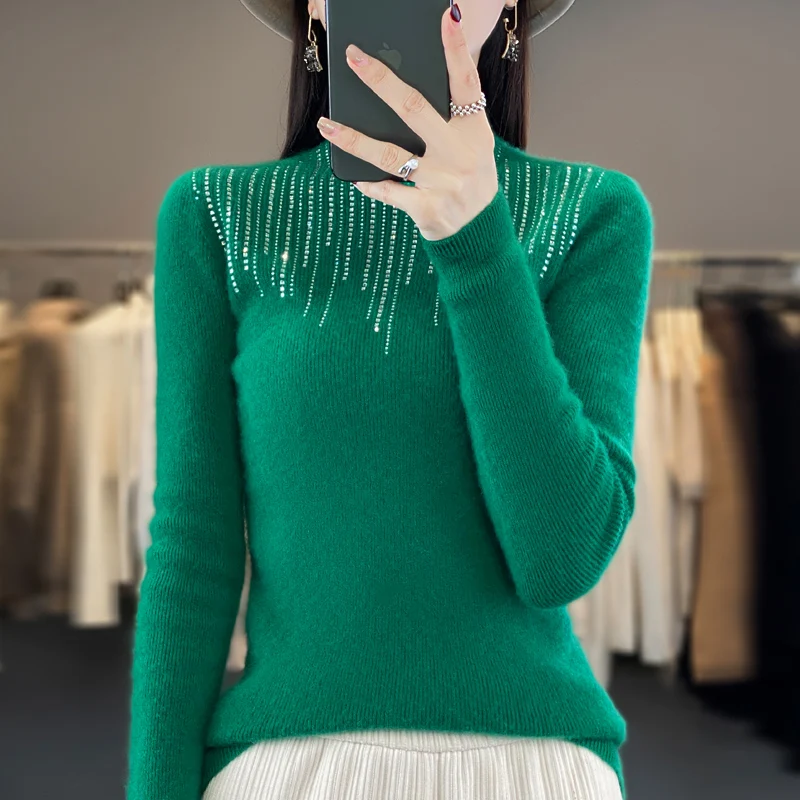 

2023 Women's Cashmere Sweater Fashion Sweater with Diamond Embedding Sweater Women's Pullover Women's Knitwear