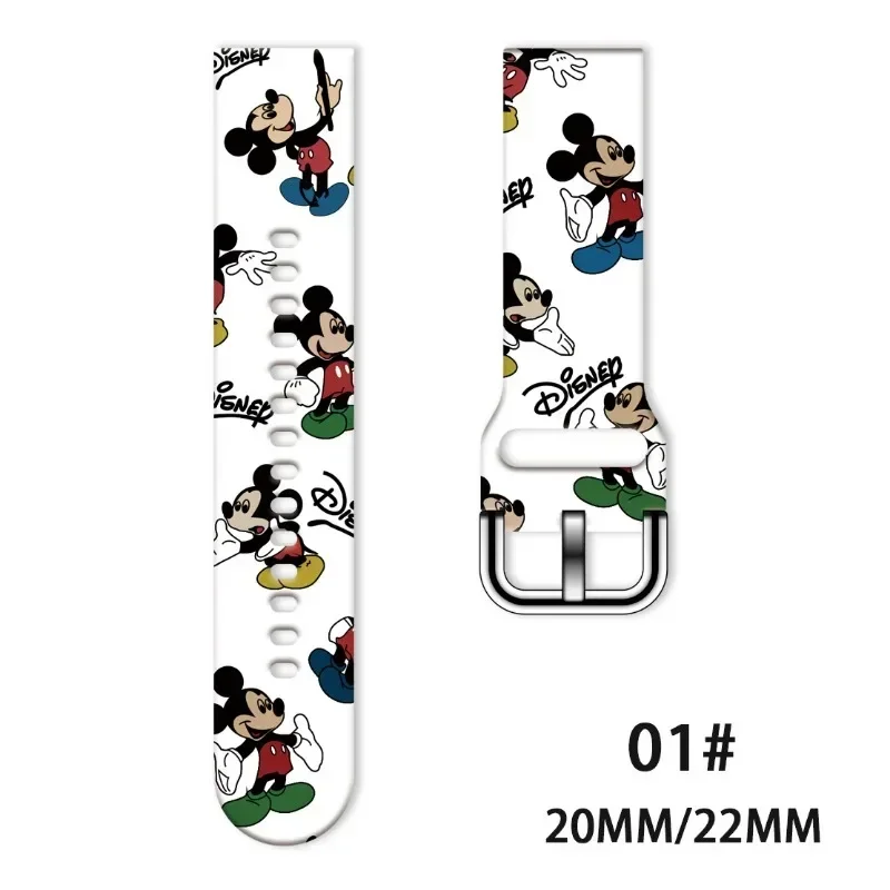 Disney Mickey Anime Printed Strap for Samsung/Huawei/Huami/Jiaming/LG/OPPO/Tiwatch Watch Bands Bracelet Silicone Sports Fitness