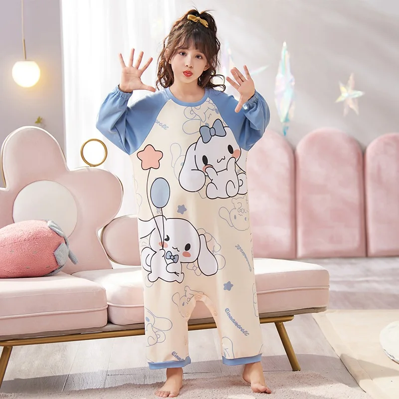 Children's Pajamas Cotton Cartoon Sanrios Hello Kittys Boys Girls Spring Autumn Nightwear Kuromi Sleepwear Child Home Clothes