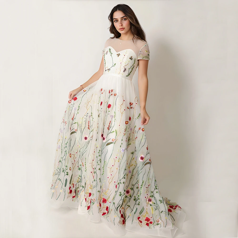 

Elegant Gowns Colorful 3D Lace Dresses for Special Occasions Wedding Dress Guest Bohomian Engagement Dresses for Photoshoot​